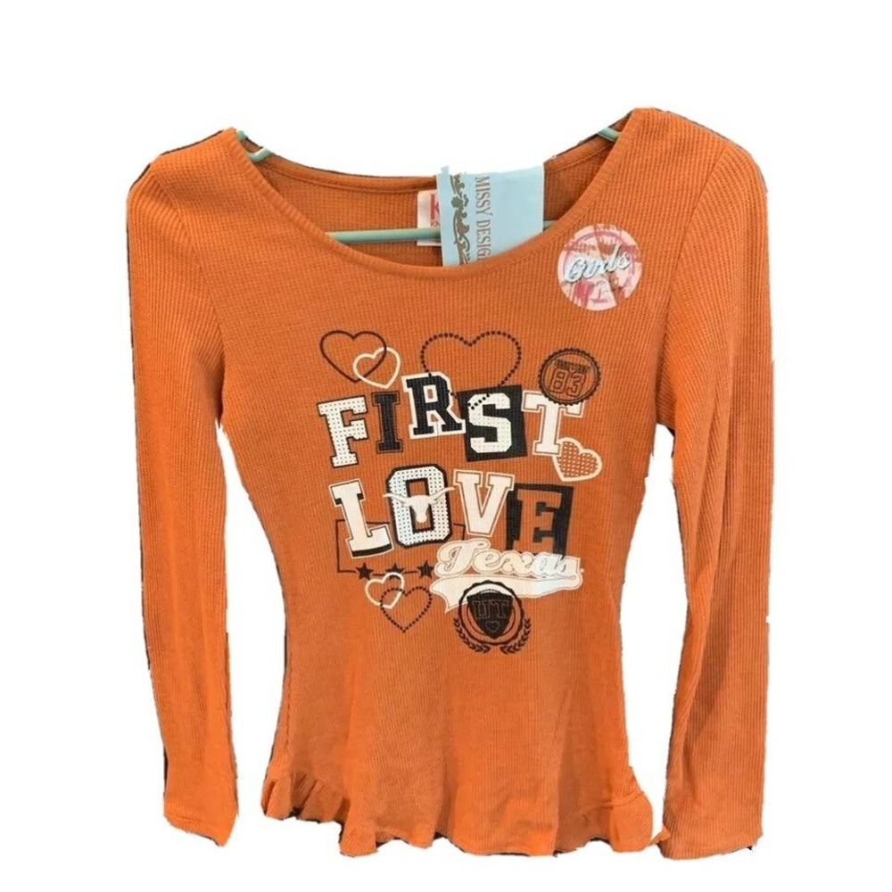 Knights Apparel Girls UT Top Large Burnt Orange New without Tags Thermal Lace